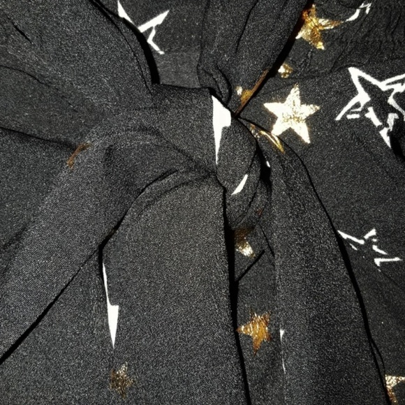 Gold Metallic Star Print Black Off Shoulder Top - Picture 6 of 8